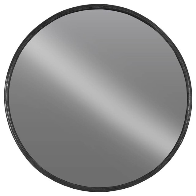 Metal Round Wall Mirror Small Tarnished Black Transitional Metal Round Wall Mirror Small Tarnished Black