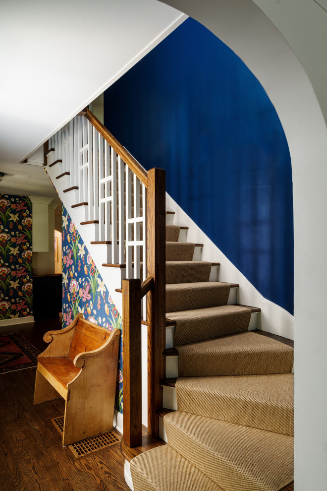 Inspiration for a transitional staircase remodel in Kansas City