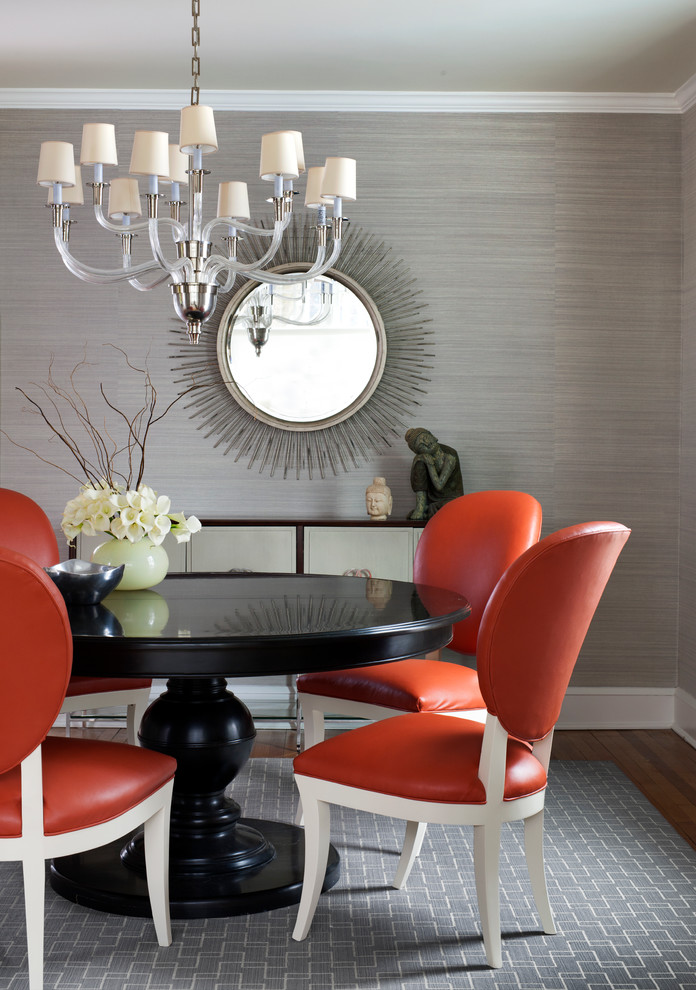 Design ideas for a traditional separate dining room in DC Metro with grey walls.