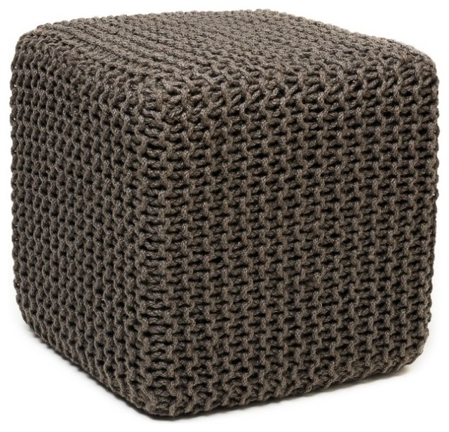 Anji Mountain Gray Jute Pouf Square Scandinavian Floor Pillows And