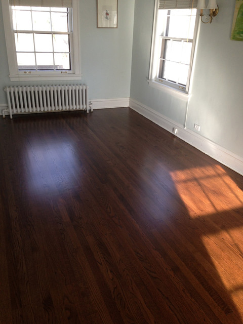Red Oak Wood Floors With Dark Walnut Stain Traditional Chicago