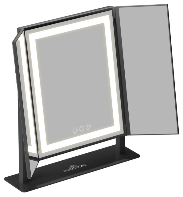 Luxury Trifold LED Tri-Tone Makeup Mirror - Modern - Makeup Mirrors 