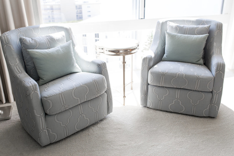 Example of a transitional master carpeted bedroom design in Miami