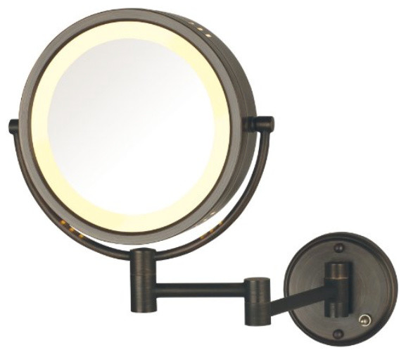 Jerdon HL75BZD HardWired 8.5Inch TwoSided Lighted Wall Mount Mirror