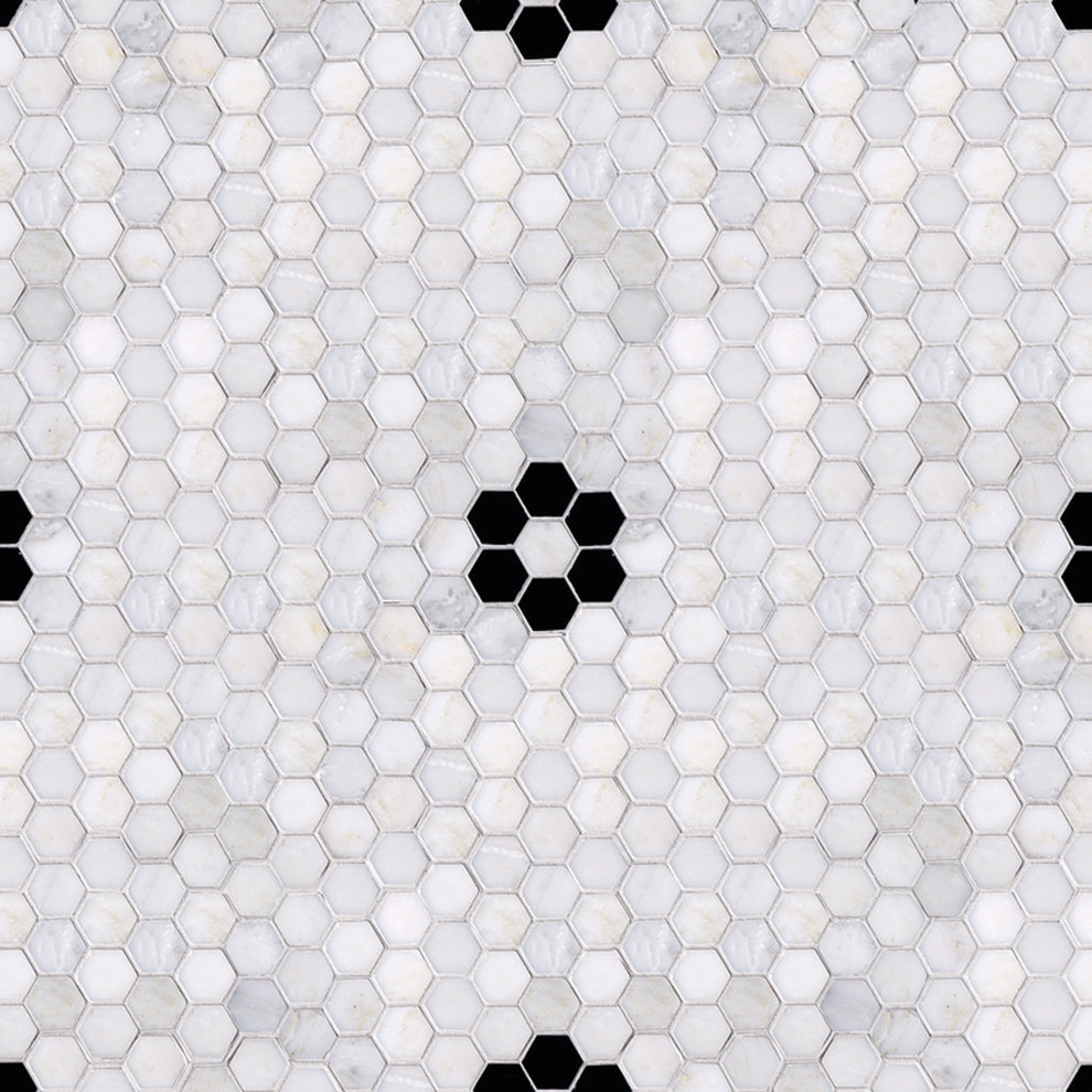 Parramore 3cm Hexagon with Flower Mosaic