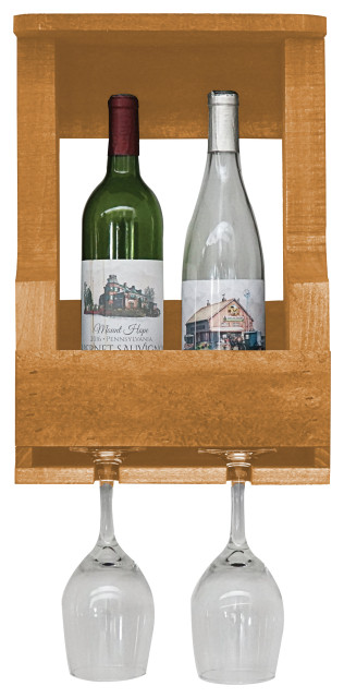 Farmhouse 2-Bottle Wine Shelf, Golden Oak
