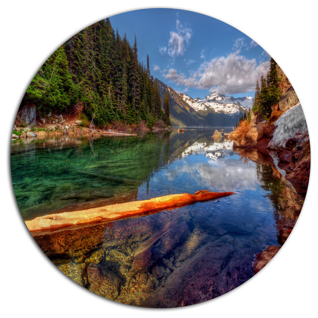 Floating Lake In Mountain Lake, Landscape Art Disc Metal Wall Art