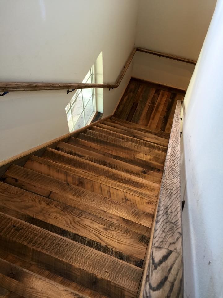 Reclaimed Hardwood Floor Install Rustic Staircase Tampa by