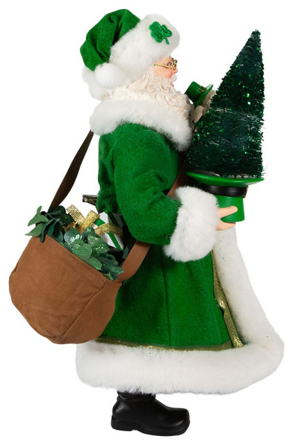 Kurt Adler 10.5-Inch Fabriché Musical Irish Santa with Wreath - Macy's