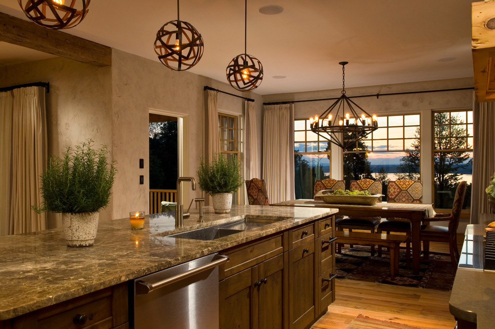 Inspiration for a country kitchen in New York with stainless steel appliances.