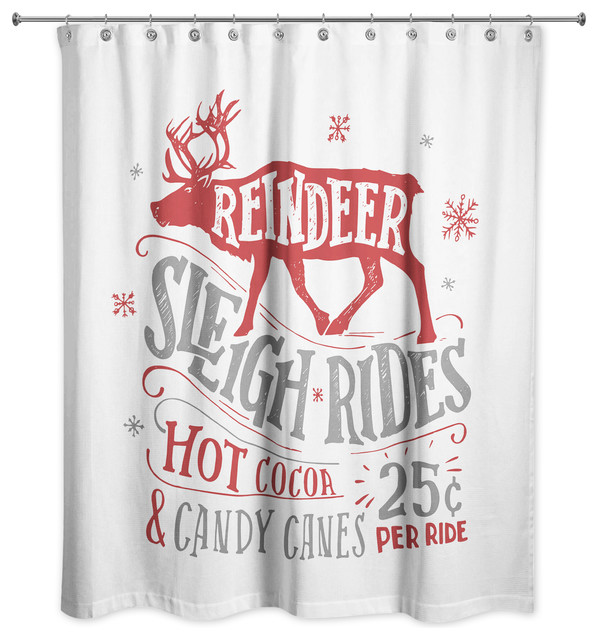 Reindeer Sleigh Rides 71x74 Shower, Reindeer Shower Curtain