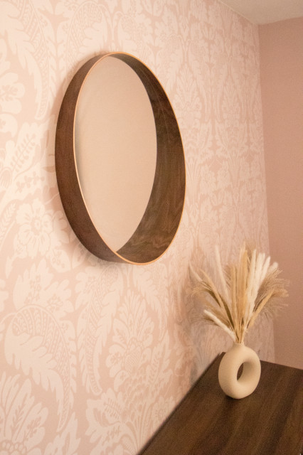 Blush living room amerikansk-craftsman-vardagsrum