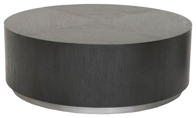 Wood And Metal Low Profile Round Coffee, Low Round Coffee Tables