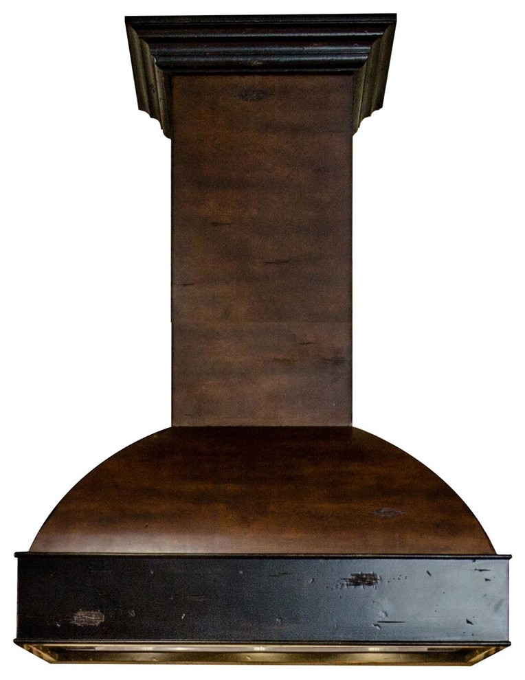 ZLINE 36" Ducted Wooden Wall Mount Range Hood with Dual Remote Blower