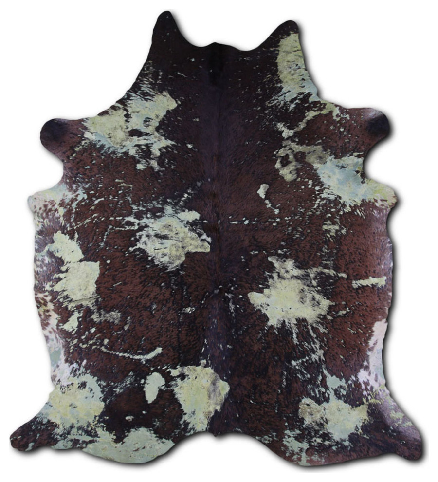 ACID WASHED HAIR ON Cowhide Rug DE DISTRESSED LIME GREEN, 5'x7' to 6'x8' Contemporary