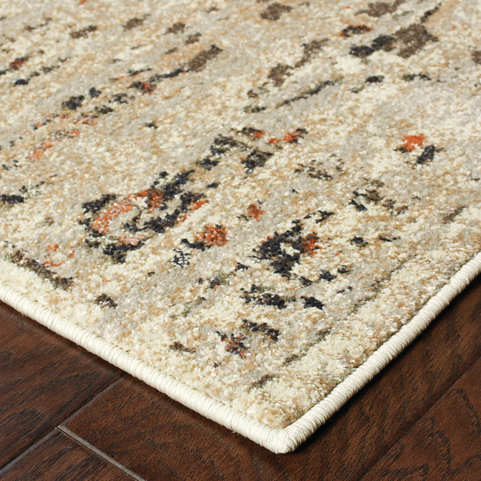 Parham Floral Medallion Ivory and Brown Area Rug, 7'10"x10'10