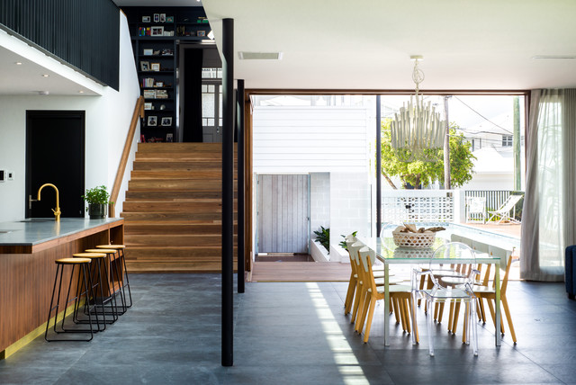 Floor Living Space Tiles Contemporary Dining Room Brisbane