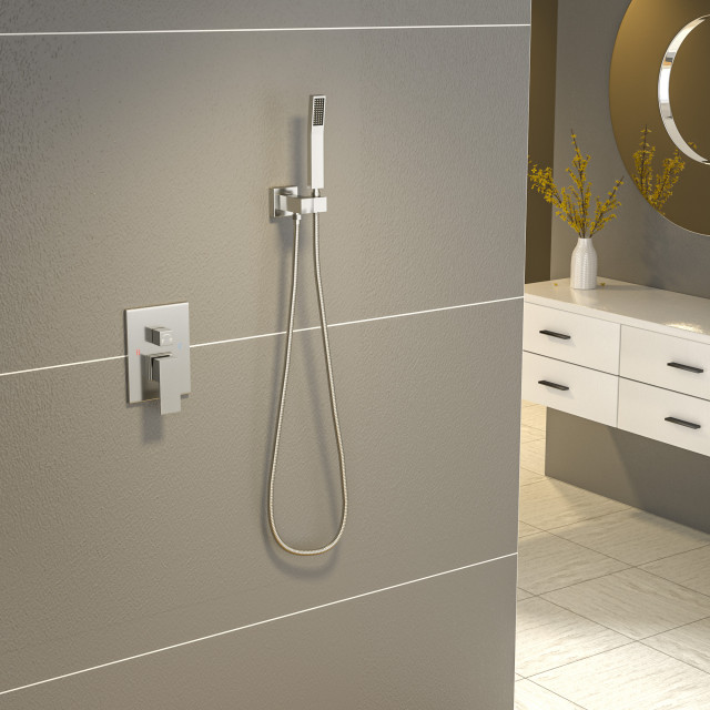 Concealed Wall Mount Shower Head With Handheld Shower and Shower Hose ...