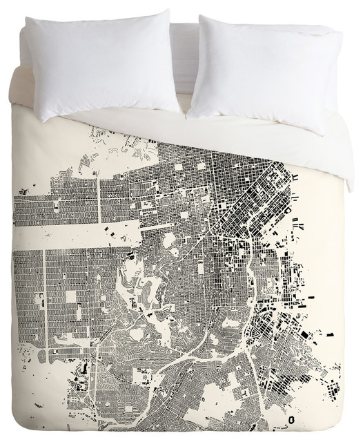 Deny Designs Cityfabric Inc San Francisco White Duvet Cover