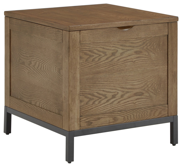 Rustic End Table, Trunk Design With Inner Storage Space & Removable