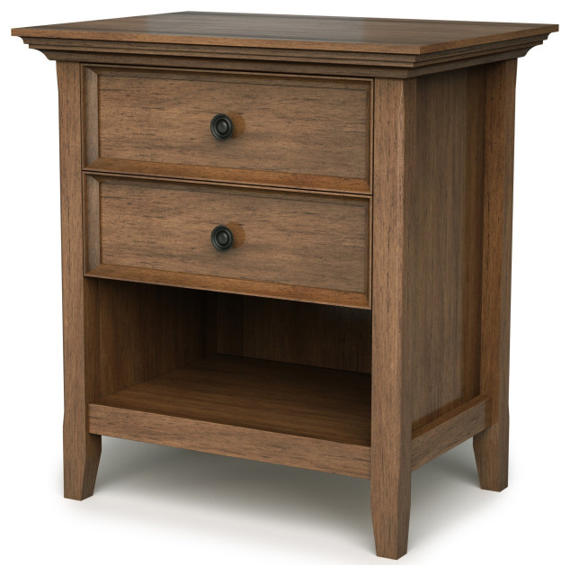 Traditional Nightstand, Crown Molded Top & Rounded Knobs Transitional