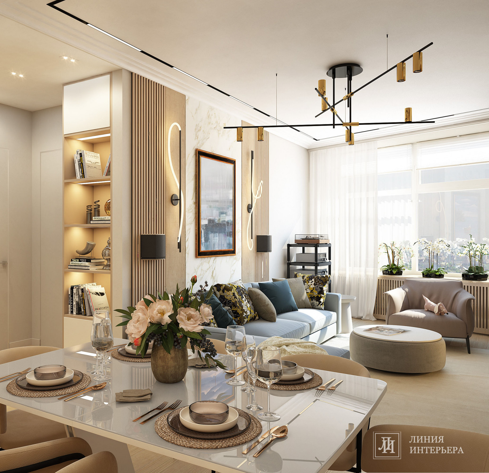 Дизайн интерьера 3-х комнатной квартиры в ЖК Триколор