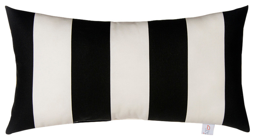 Pippin Black and White Stripe Rectangular Pillow