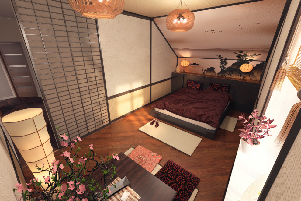 Спальня в этническом стиле в частном доме в п. Чесноковка