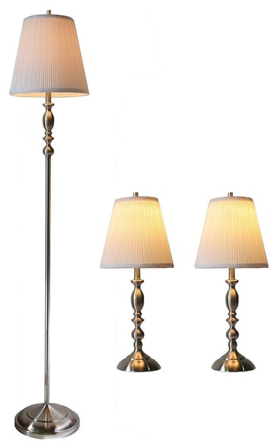 Eleanor 3 Piece Table And Floor Lamp Set With Shades Traditional Sets By Urbanest Living Houzz Eleanor 3 Piece Table And Floor Lamp, Floor And Table Lamp Sets