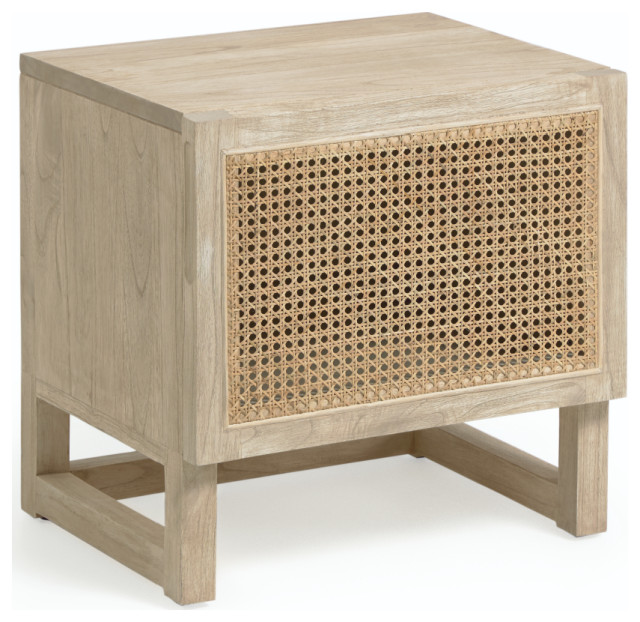 Wood & Rattan Nightstand La Forma Rexit Tropical Nightstands And