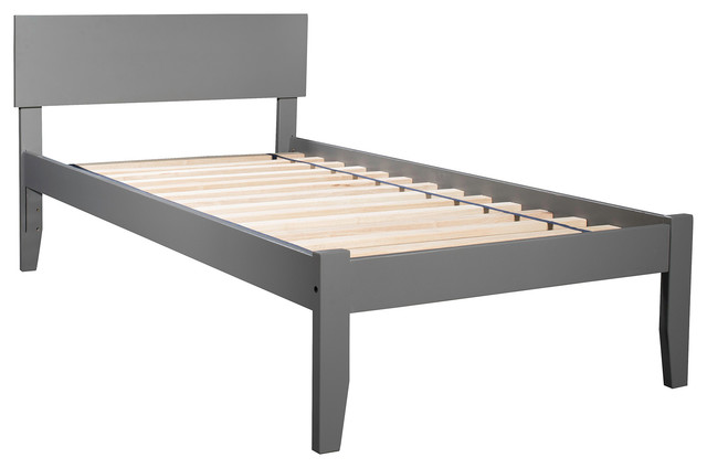 Orlando Twin XL Platform Bed With Open Foot Board in Atlantic Gray