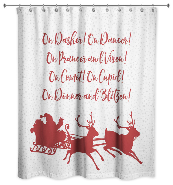 Reindeer Role Call 71x74 Shower Curtain, Reindeer Shower Curtain