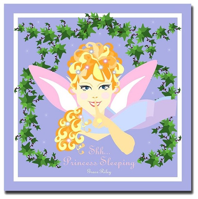 Shh..Princess Sleeping by Grace Riley Canvas Art for Girls Room, 18 in. x 18 in.