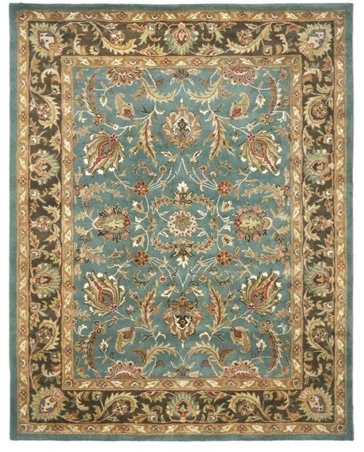 Handmade Heritage Blue Brown Wool Rug 12 X 18