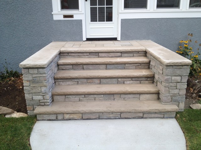Front Concrete and Stone Steps in Minneapolis - Traditional - Entry