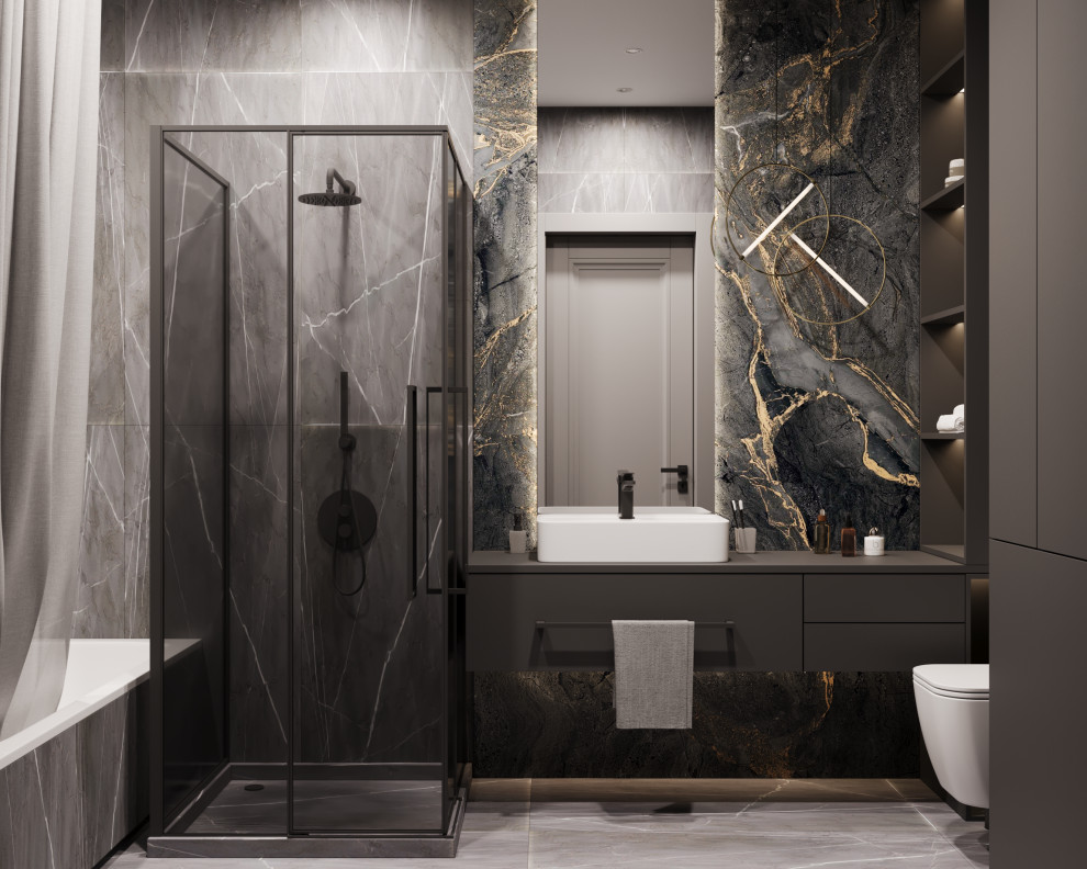 Дизайн темного санузла