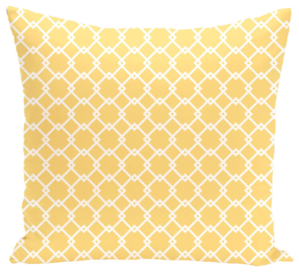 Link Lock Geometric Print Pillow, Lemon, 26"x26"