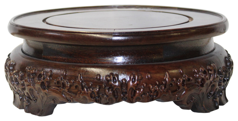 Brown Wood Carving Round Table Top Stand Display Easel 8.5" Hws887B