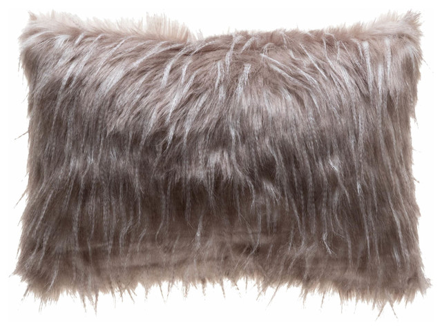Faux Fur Lumbar Pillow Cover 14 X20 Contemporary Decorative Pillows By 14 Karat Home Inc