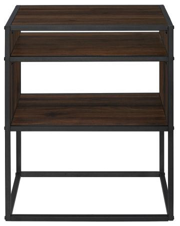 Walker Edison AF20JERDW Industrial Side Table, Dark Walnut ...
