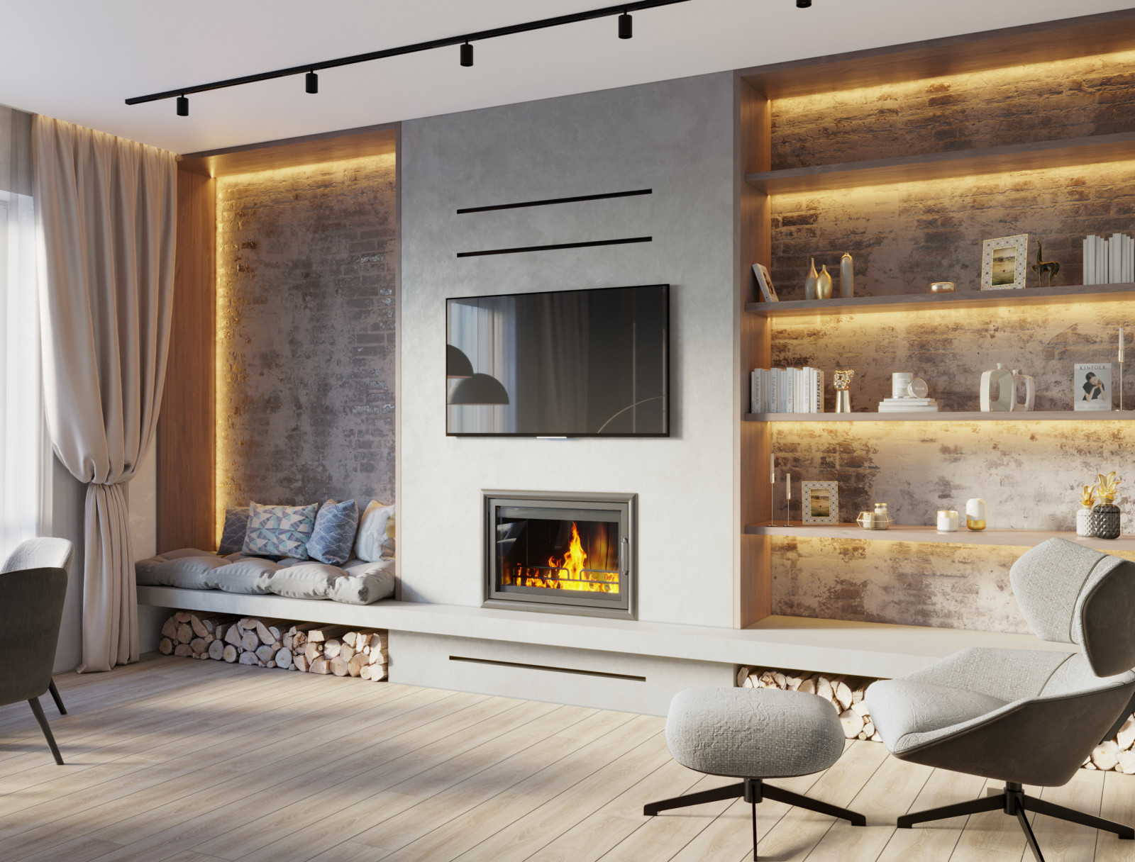 Дизайн гостиной с камином. Ставрополь