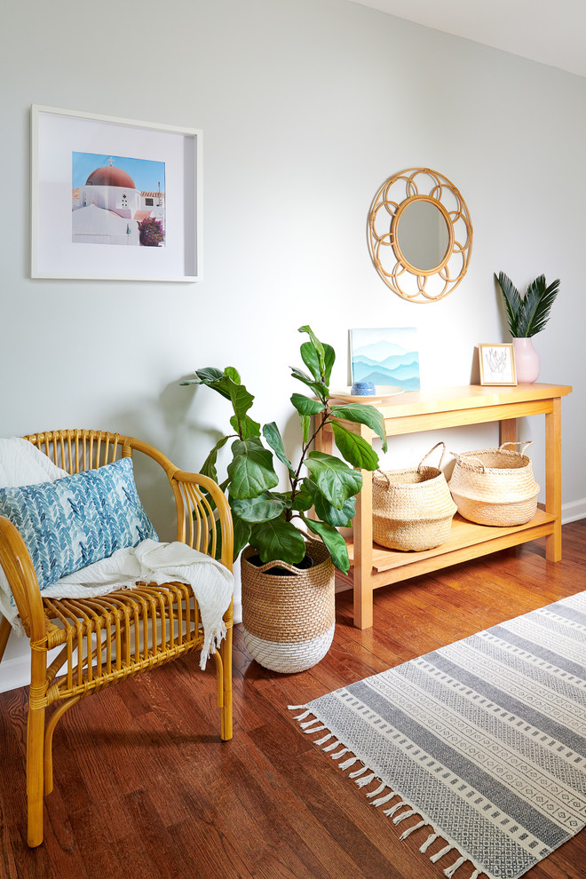 Inspiration for a small beach style entryway in New York.