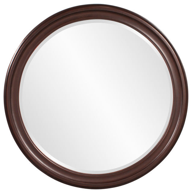 George Wenge Brown Round Mirror