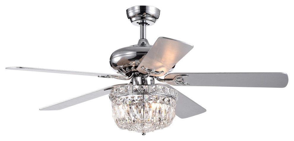 Galileo 52" Ceiling Fans With Crystal Bowl Shade, Remote Controlled