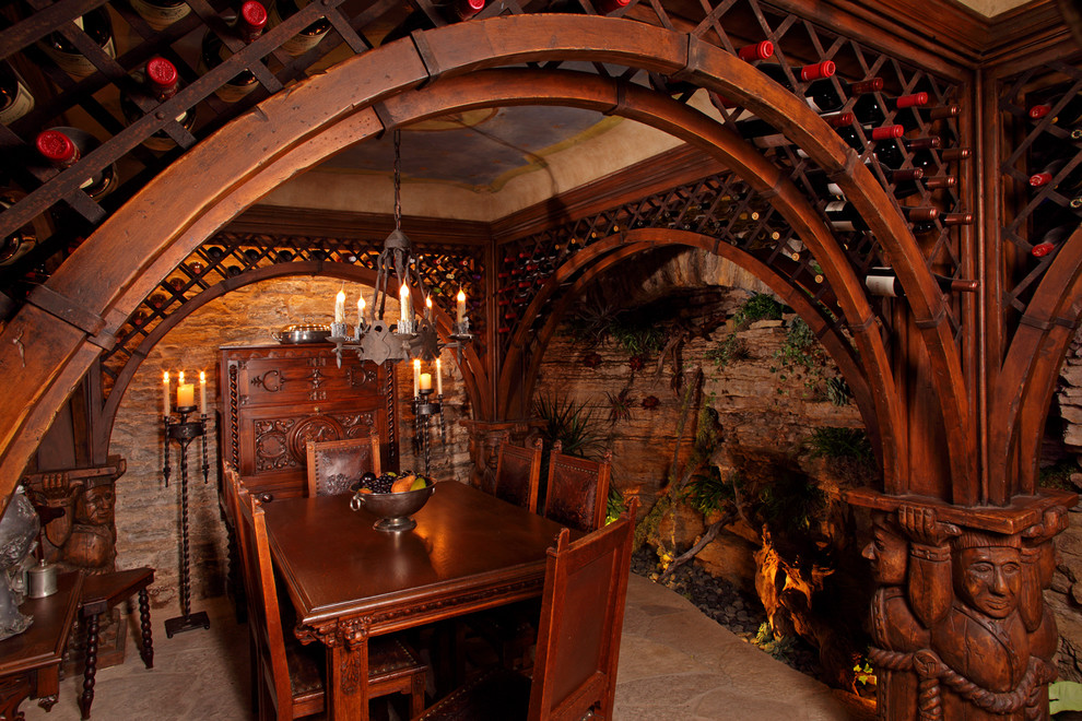 Design ideas for an eclectic wine cellar in Minneapolis.