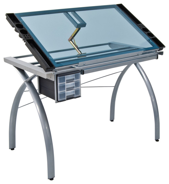 Studio Design Contemporary Blue Tempered Glass Top Futura Craft