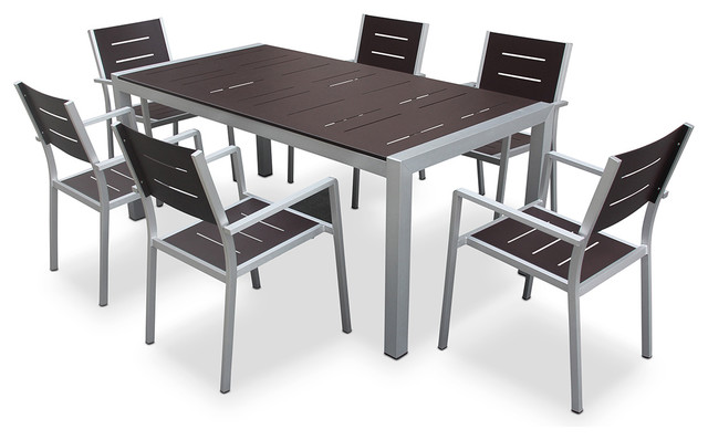 Aluminum Outdoor Patio Furniture Modern 7 Pc Dining Table And Chairs Aluminum Outdoor Patio Furniture Modern 7 Pc Dining Table And Chairs Set