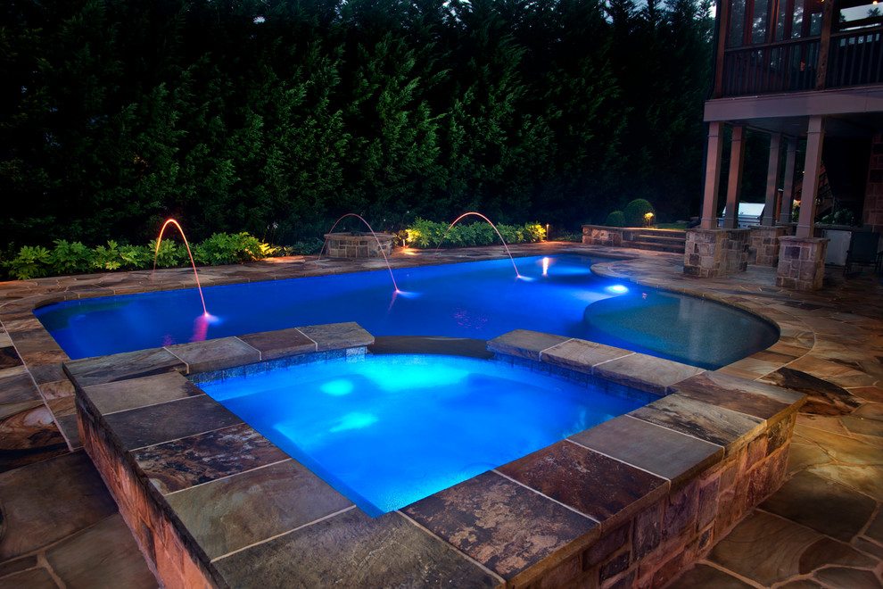 Pool - rustic pool idea in Atlanta