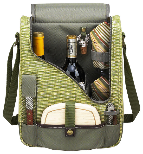 Pinot Wine and Cheese Cooler For 2, Olive/Tweed