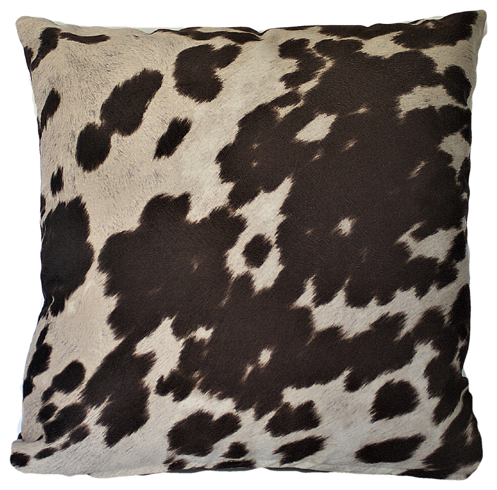 Cowhide Brown Animal Fur Decorative Throw Pillow, 14"x18"